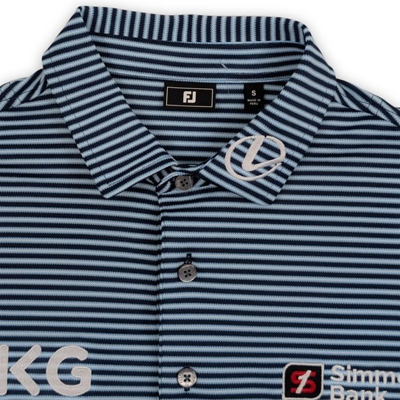FootJoy Tour Issue Performance Golf Polo Mens Small Blue Striped - Picture 3 of 8
